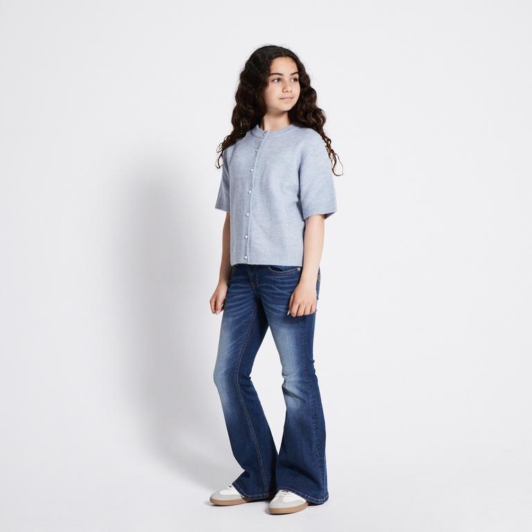 Basic Knit Short Sleeve Cardigan "Margot star" Sky Blue